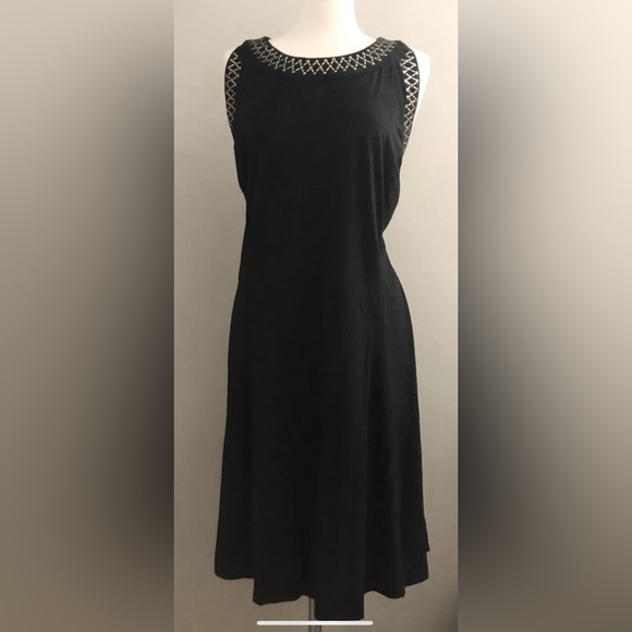 Ashley Stewart Dresses & Skirts - ASHLEY STEWART Women’s 22/24 Black Sleeveless Metallic Studded Fit & Flare Dress